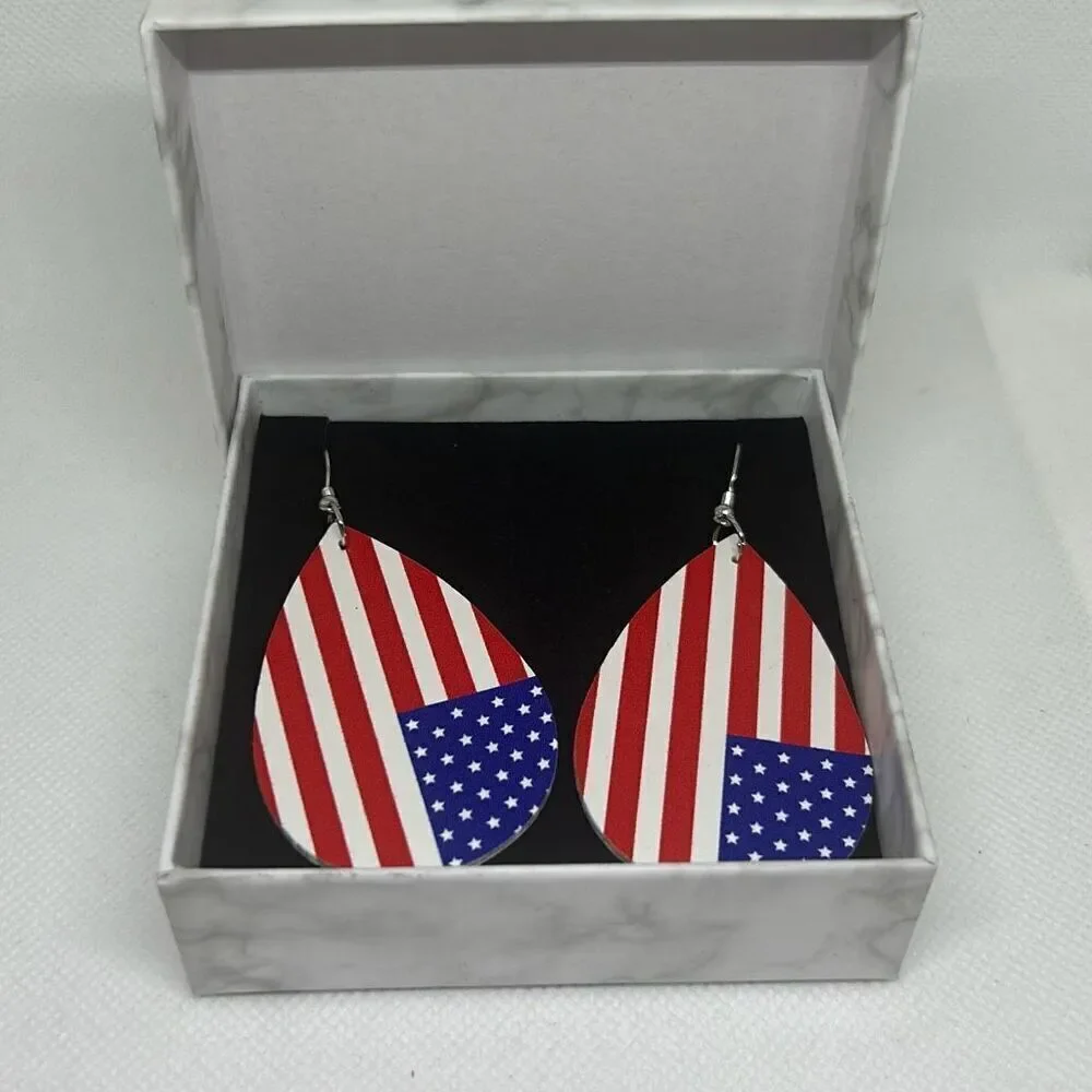 American Flags Pattern Waterdrop Earrings Decor Jewelry For Women Earrings